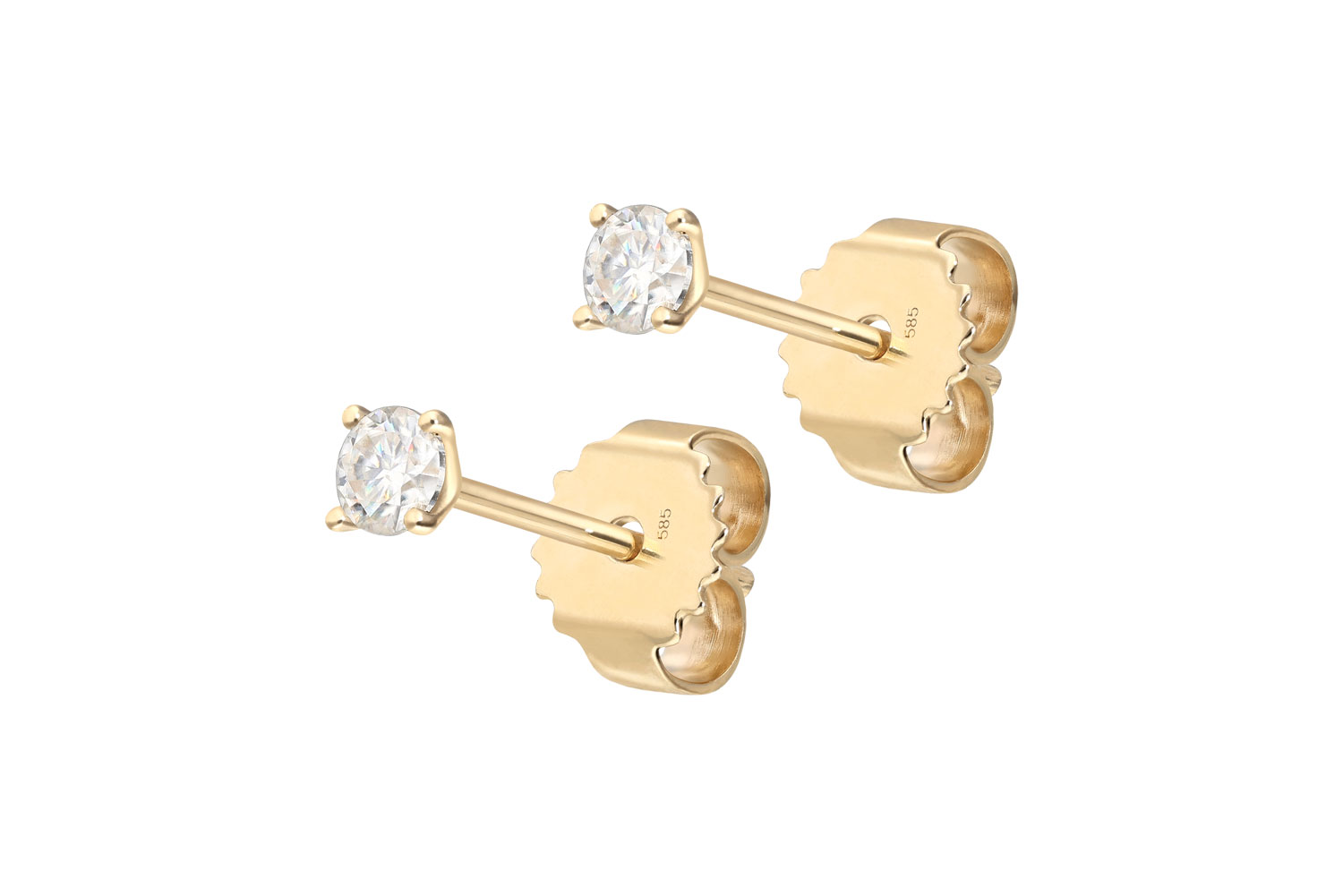 14 Karat Gold Ohrstecker EINGEFASSTER MOISSANIT von Piercingline
